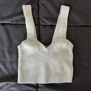 gilly hicks gray ribbed knit sweater crop tank top